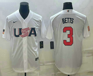 Men's USA Baseball #3 Mookie Betts 2023 White World Baseball Classic Replica Stitched Jersey,We sell and wholesale Men's USA Baseball #3 Mookie Betts 2023 White World Baseball Classic Replica Stitched Jersey on line form chian!